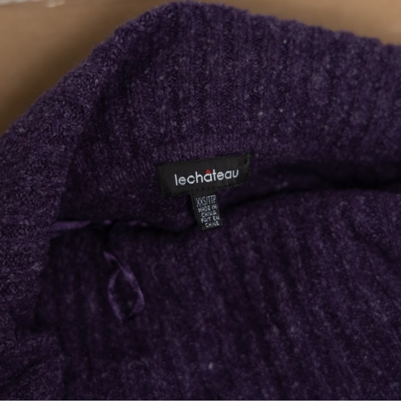 Le Chateau Off the shoulder purple knitted sweater - Picture 2 of 4